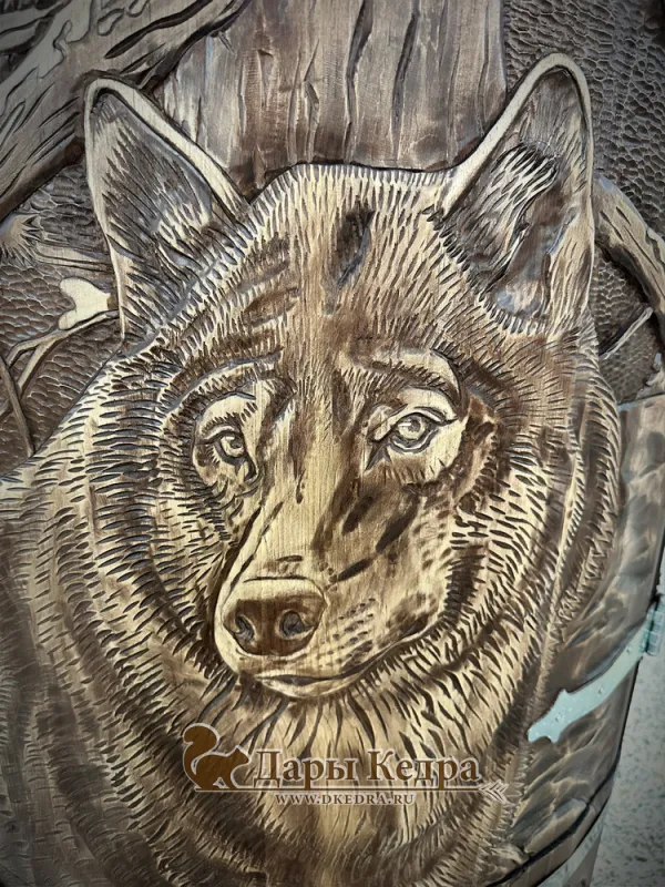 Кедровая бочка (фитобочка) «Сибирский волк»