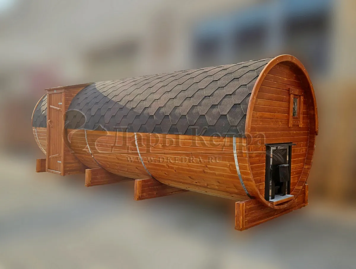Баня-бочка круглая из кедра с боковым входом (все размеры)