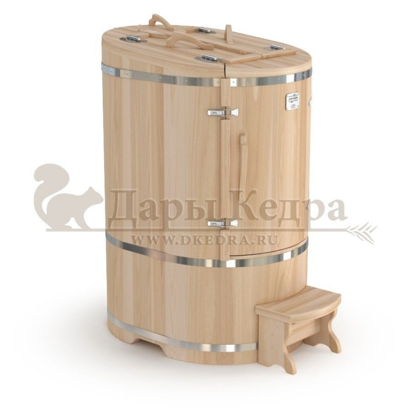 Кедровая бочка (фитобочка) овальная со скосом «Профессиональная» Кедровая бочка (фитобочка) овальная со скосом «Профессиональная»