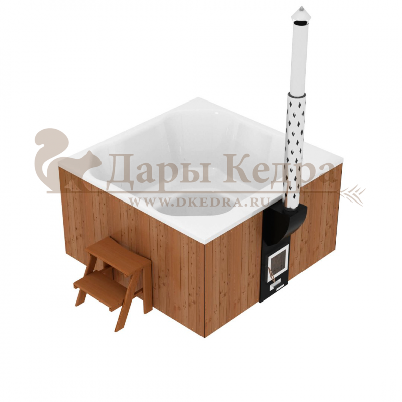 Финская квадратная композитная купель с подогревом (с интегрированной печкой) «кварта интегра 200» Финская квадратная композитная купель с подогревом (с интегрированной печкой) «кварта интегра 200»